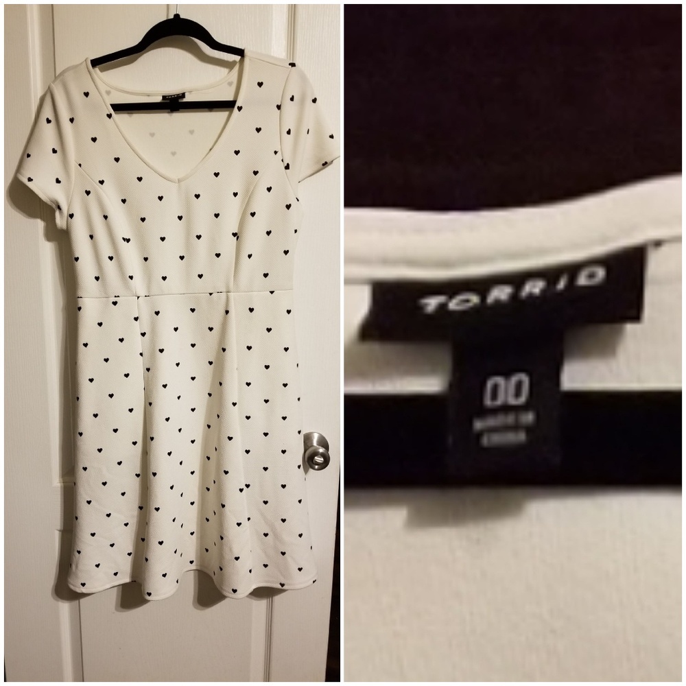 Torrid black and white heart dress